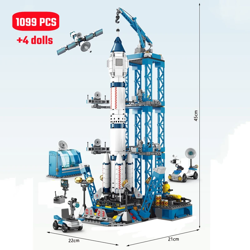 Miestas Kosmoso Raketų Paleidimo Centro Architektūra, Statyba Blokai Modelis Idėjų Erdvę Astronautas Duomenys Plytų Žaislai Vaikams Dovanos