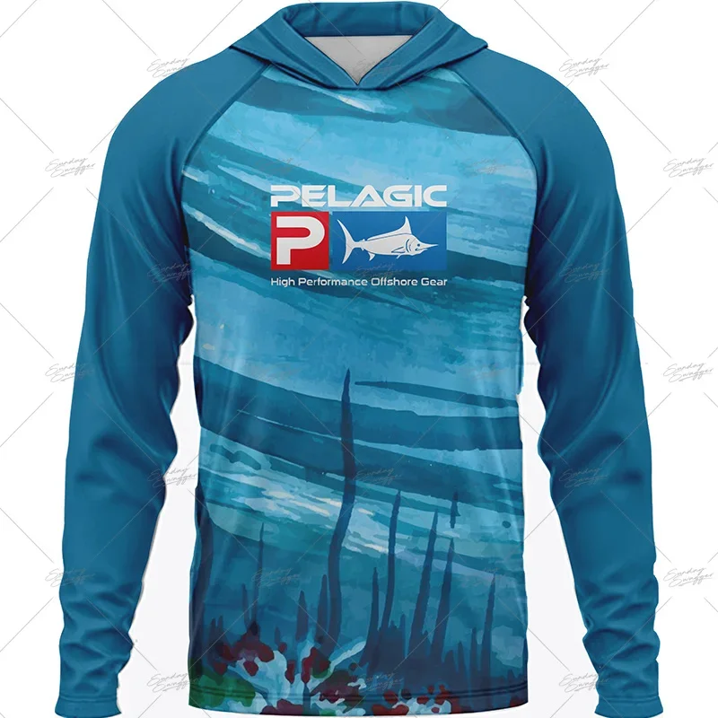 Pelaginių Camisa De Pesca Žvejybos Apranga Mens Crewneck Shirt Spausdinti Žvejybos Ilgomis Rankovėmis Uv Apsauga Marškinėliai Solarvent Bliuzono Pro