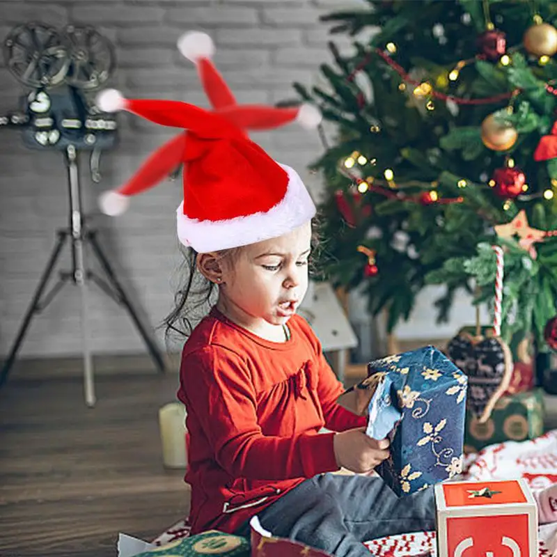 Dainavimo Kalėdų Skrybėlę Muzikos Kalėdų Skrybėlę Elektros Šokių Juda Santa Hat Juokingas Žaislas Šalis Skrybėlę, Raudona Ir Balta Santa Hat