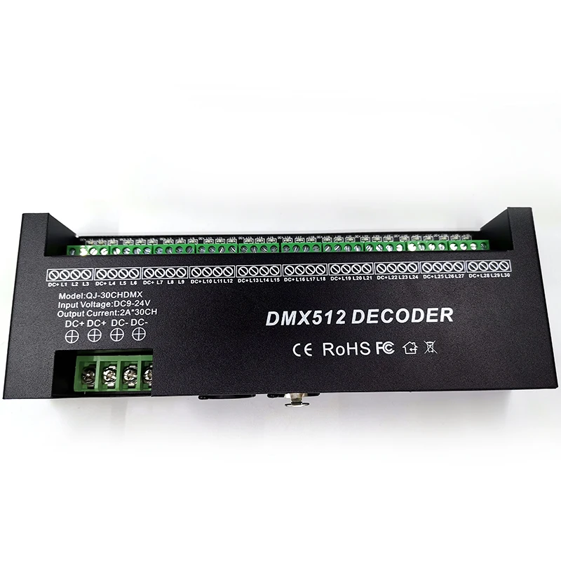 HFES 30 Kanalų RGB DMX512 Dekoderis LED Juostos Valdiklis 60A DMX PWM Dimmer Vairuotojo Įvesties DC9-24V 30CH DMX Dekoderis Šviesos Kontrolė