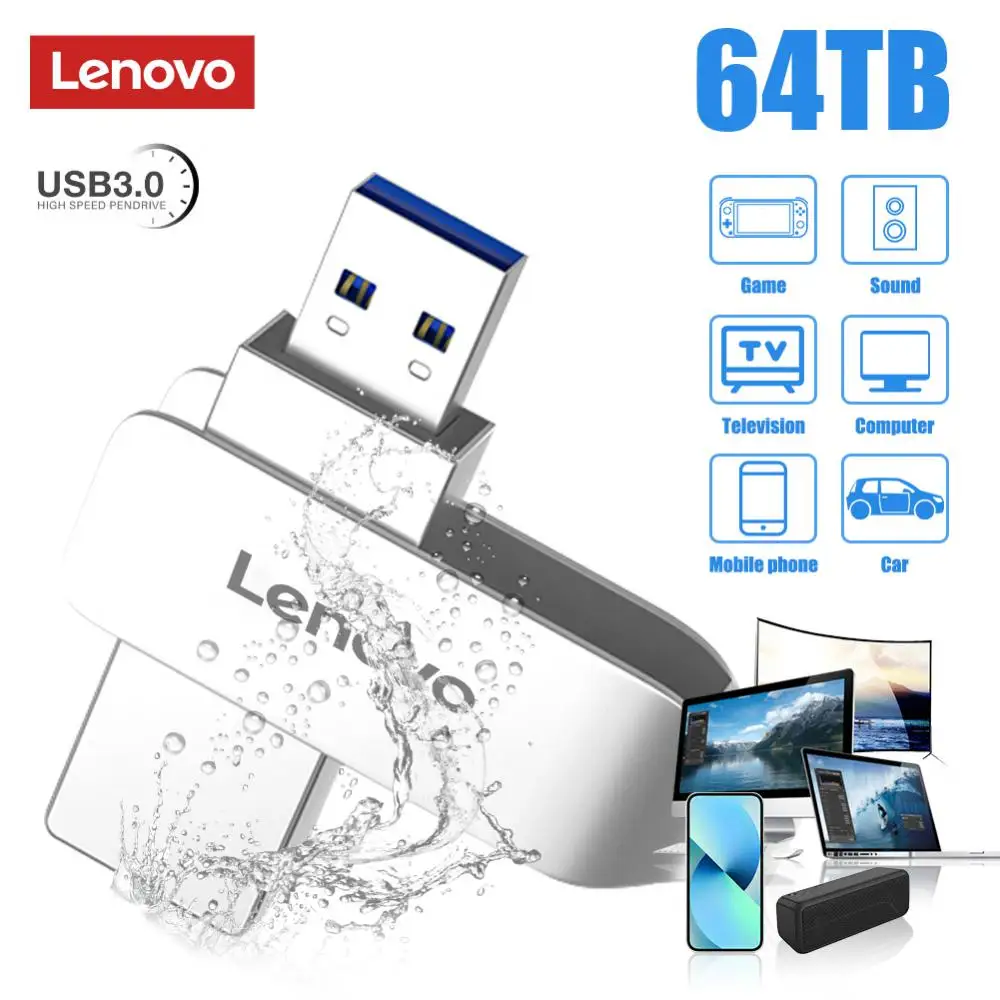 Lenovo 64TB Pendrive USB3.0 Flash Drive 2TB Didelės Talpos, Metalo Klavišą USB Stick 4TB 8 TB 16TB 32TB Usb Atmintinės Su Adapteriu Dovana