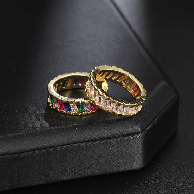 SUGO Naują Atvykimo Mados Retro Aukso Spalvos Multi Kubinis Cirkonis Juostos Žiedas už Elegantiškas Wimen Gražių Papuošalų Dovana