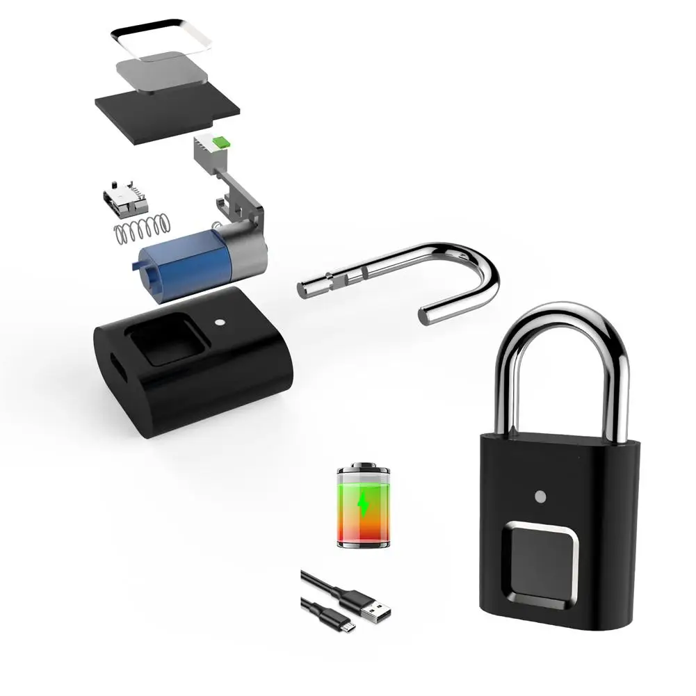 Pirštų atspaudų Spynos, Biometrinių Metalo Keyless Thumbprint Lock USB Įkrovimo Langelio Bagažo Spinta Lagaminą Kuprinė Dviratį