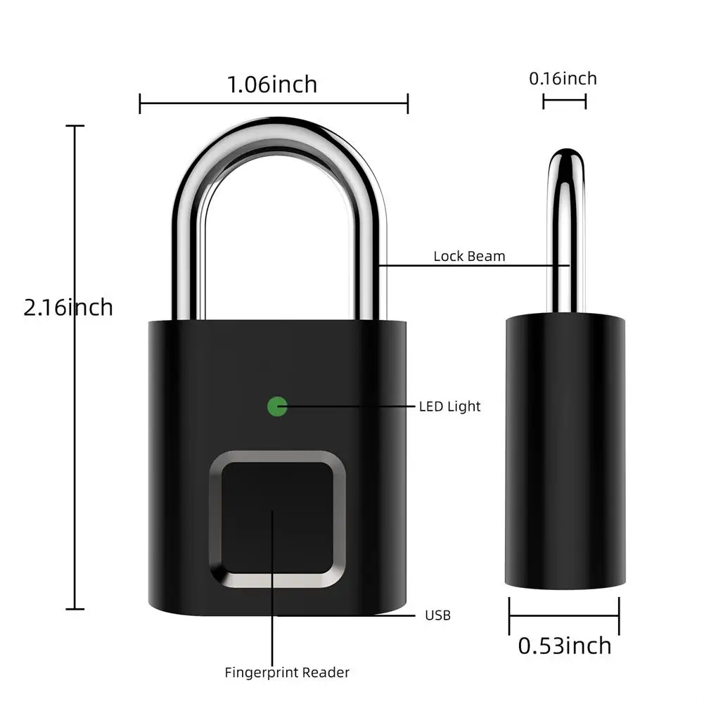 Pirštų atspaudų Spynos, Biometrinių Metalo Keyless Thumbprint Lock USB Įkrovimo Langelio Bagažo Spinta Lagaminą Kuprinė Dviratį