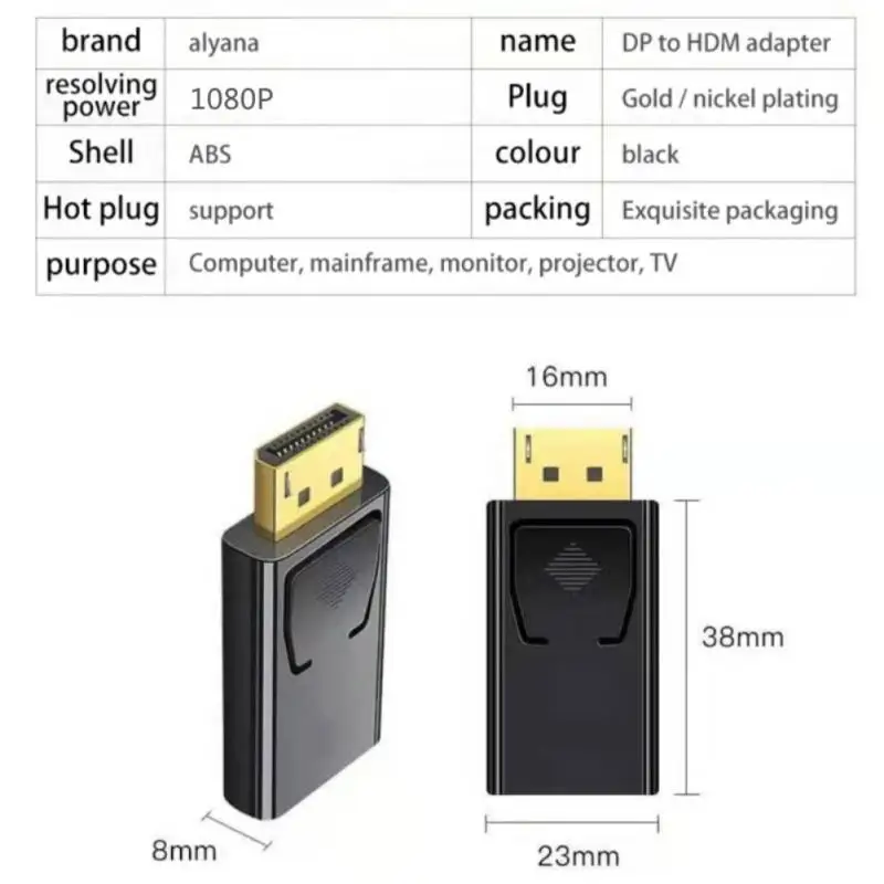 DP HDMI-suderinama Adapterį KOMPIUTERIUI, TV Laidu, Kompiuterio Monitorius Konverteris Aukso/Nikeliuotas DisplayPort Kištukas Usb, Adapteris,