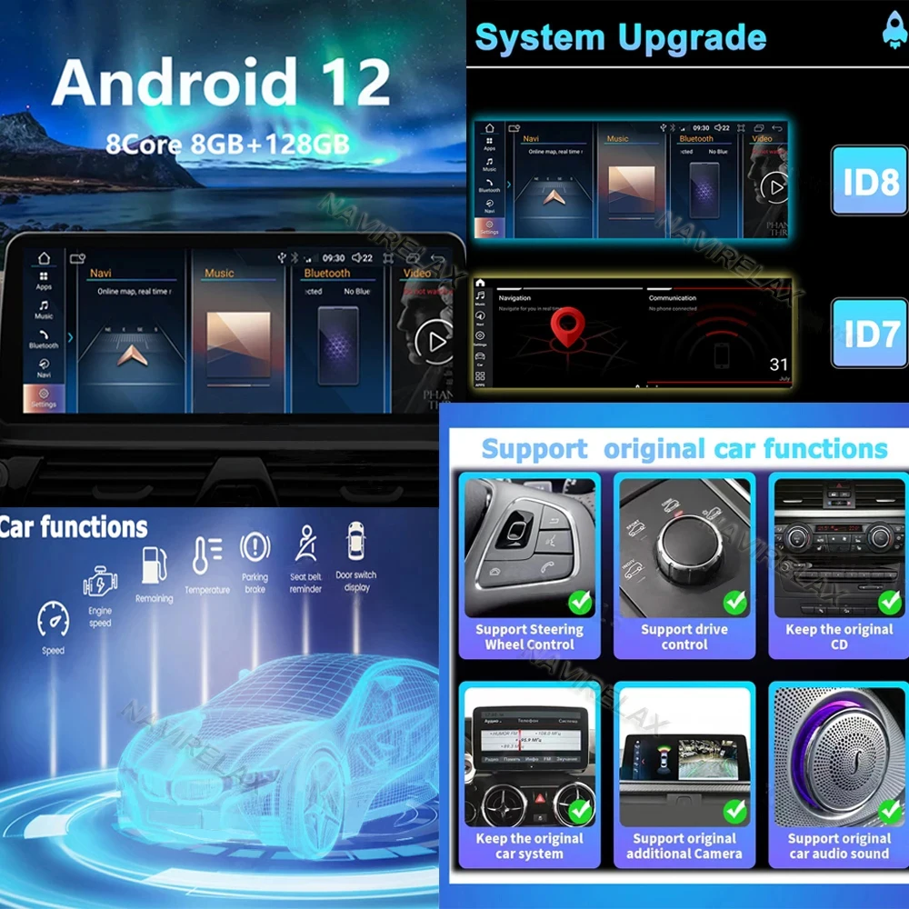 12.3 Colių Android 12 1920*720P BMW X1 E84 2009 - 2015 m. iDrive / CIC Sistema, Automobilio Radijas Stereo Player Multimedia Navigacijos