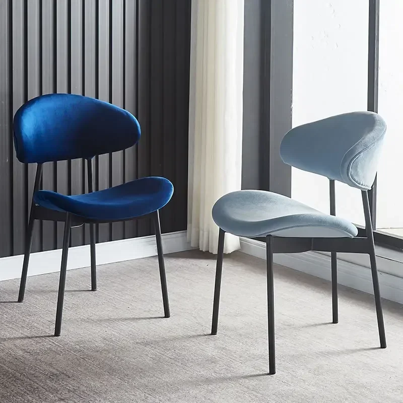 Prabanga Metalo Valgomojo Kėdės Paded Atgal Kambarį Minimalistinio Valgomojo Kėdės Šiuolaikinės Metalo Mėlyna Sillas De Comedor Namų Baldai