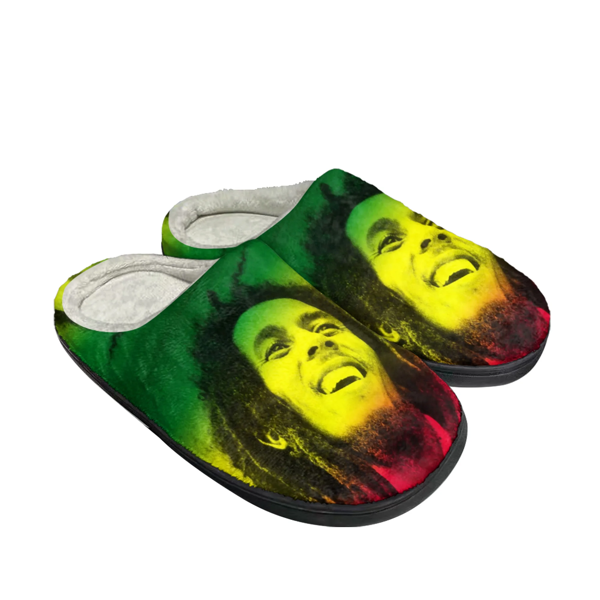 Karšto Bob Marley Reggae Rasta Dainininkės Namuose Medvilnės Užsakymą Šlepetės Mens Moteriški Sandalai Pliušinis Atsitiktinis Išlaikyti Šiltas Batai Šilumos Šlepetė