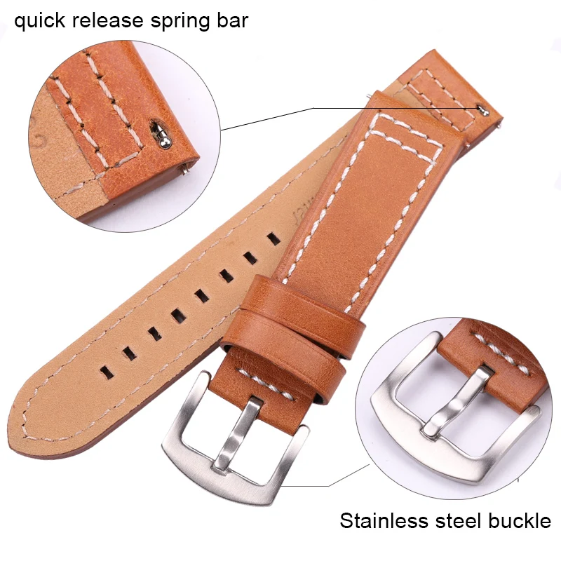 Natūralios Odos Žiūrėti Juosta Strap Quick Release Derliaus Watchband Metalo Sagtis Apyrankė Diržų Priedai 18mm 20mm 24mm 22mm