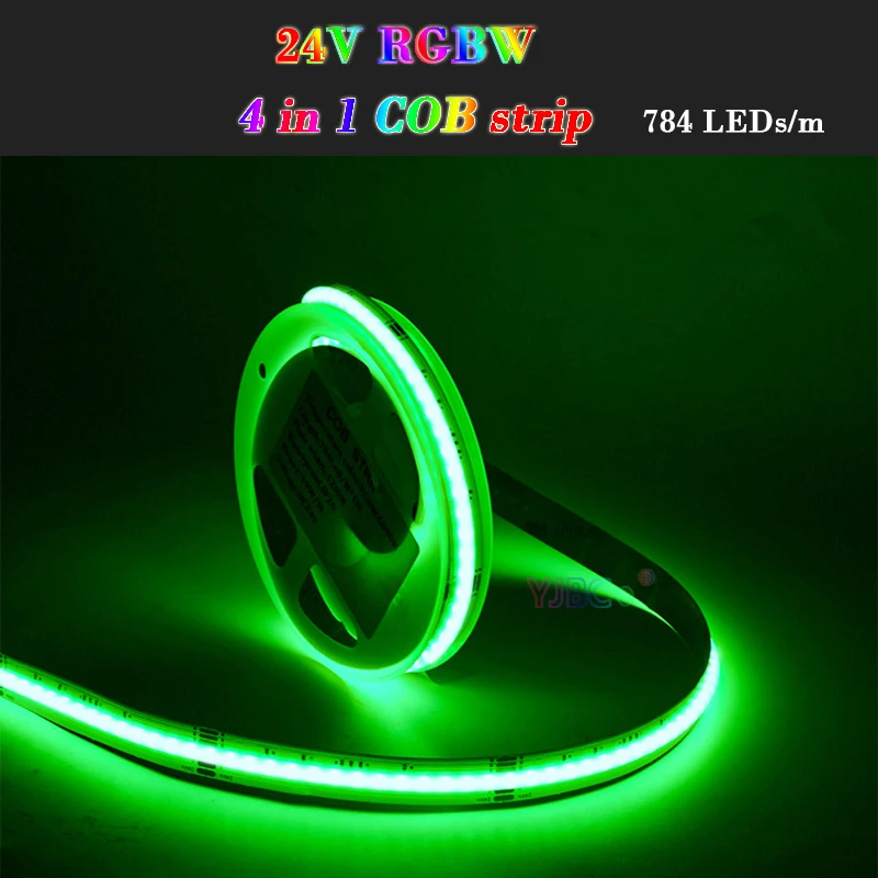 24V 5M RGBW 4 1 COB LED šviesos Juostelės 784LEDs/m FCOB atmosfera, spalvinga Lempos RGB+Baltas Lankstus Šviesos Juosta 12mm PCB