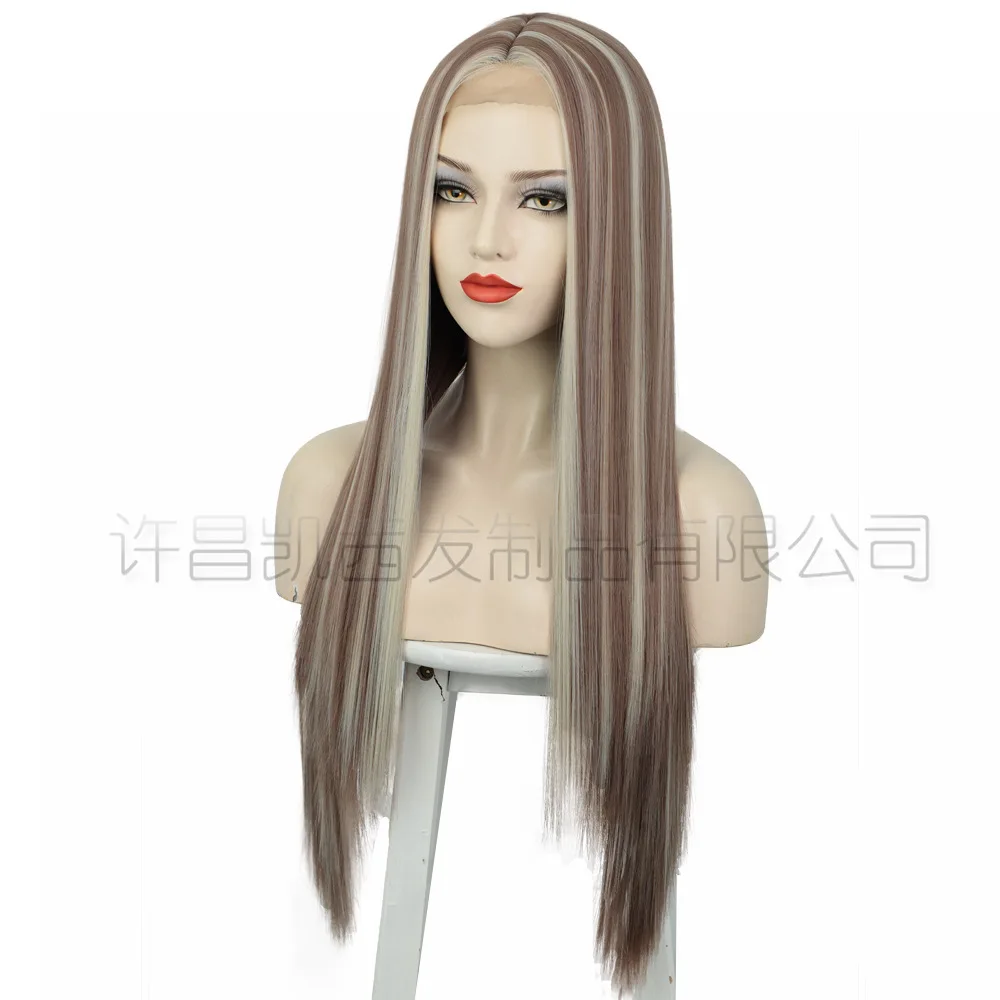 Europos ir Amerikos perukai ilgų tiesių plaukų perukas fortepijono spalvos perukas moteris aukštos temperatūros vielos plaukų perukai priekiniai nėriniai perukas galvos apdangalai