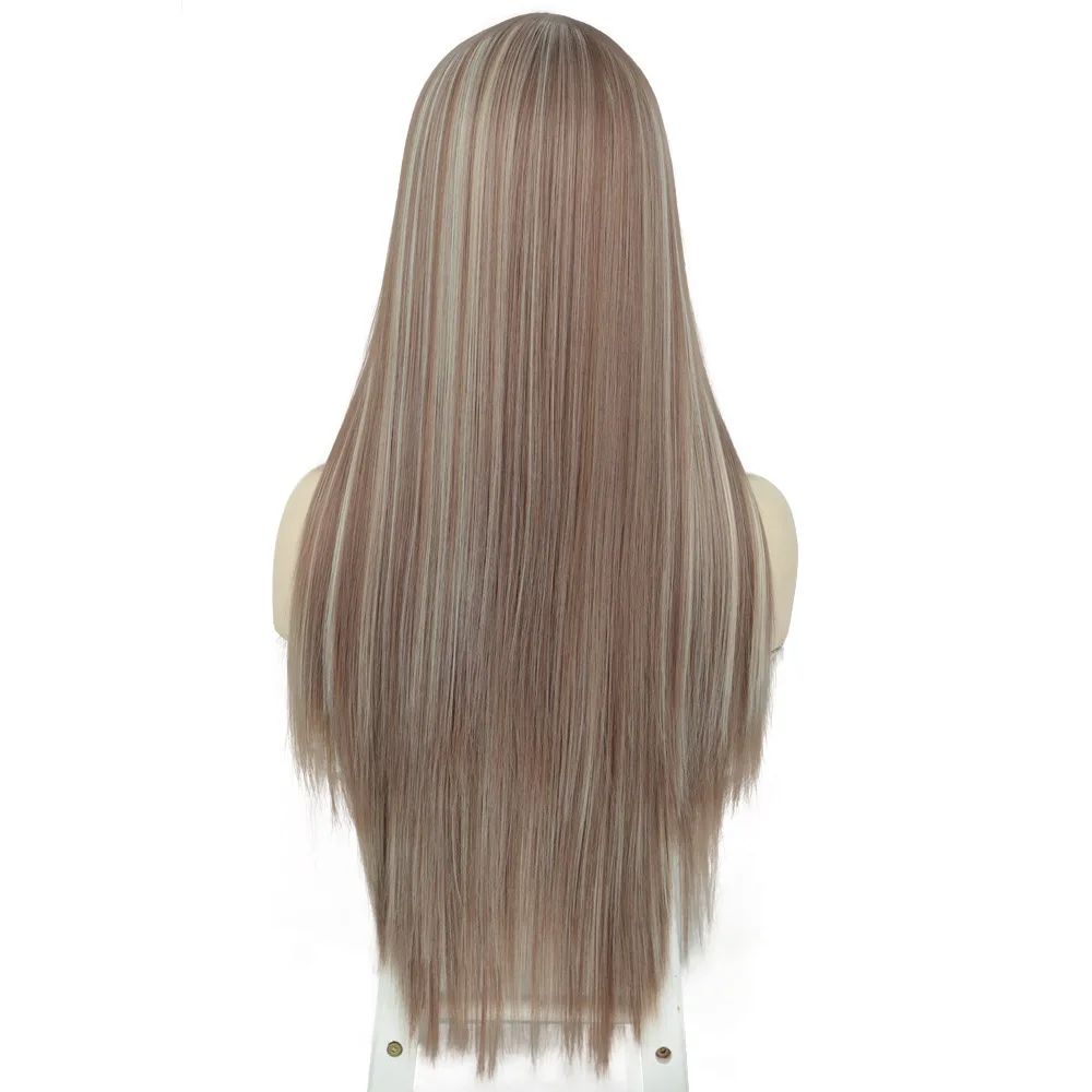 Europos ir Amerikos perukai ilgų tiesių plaukų perukas fortepijono spalvos perukas moteris aukštos temperatūros vielos plaukų perukai priekiniai nėriniai perukas galvos apdangalai