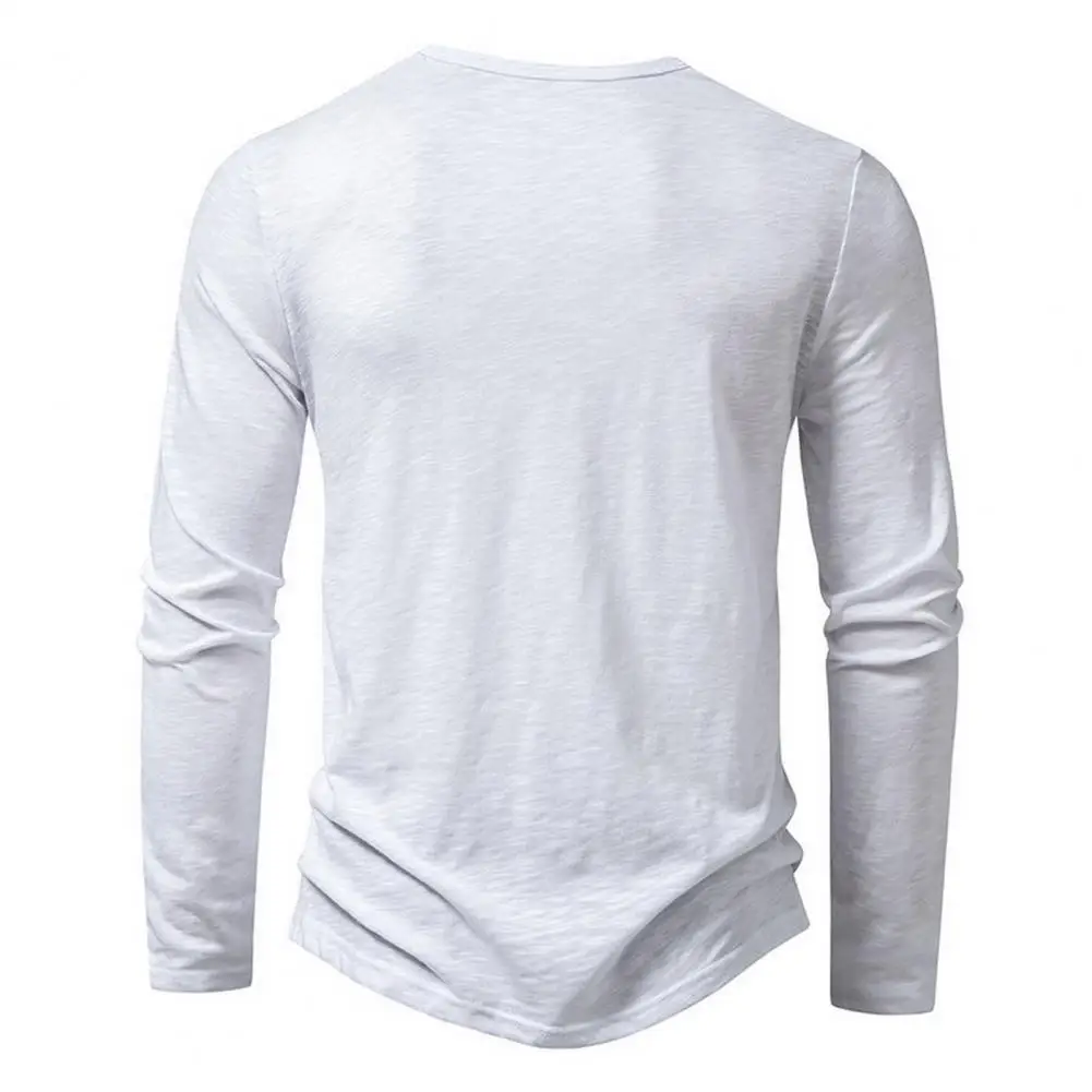 Rudenį Vyrų Henley Apykaklės Ilgas Rankovėmis marškinėliai Kieto Atsitiktinis Viršų Vieno Krūtinėmis Marškinėlius Minkštas Dugno Marškinėliai