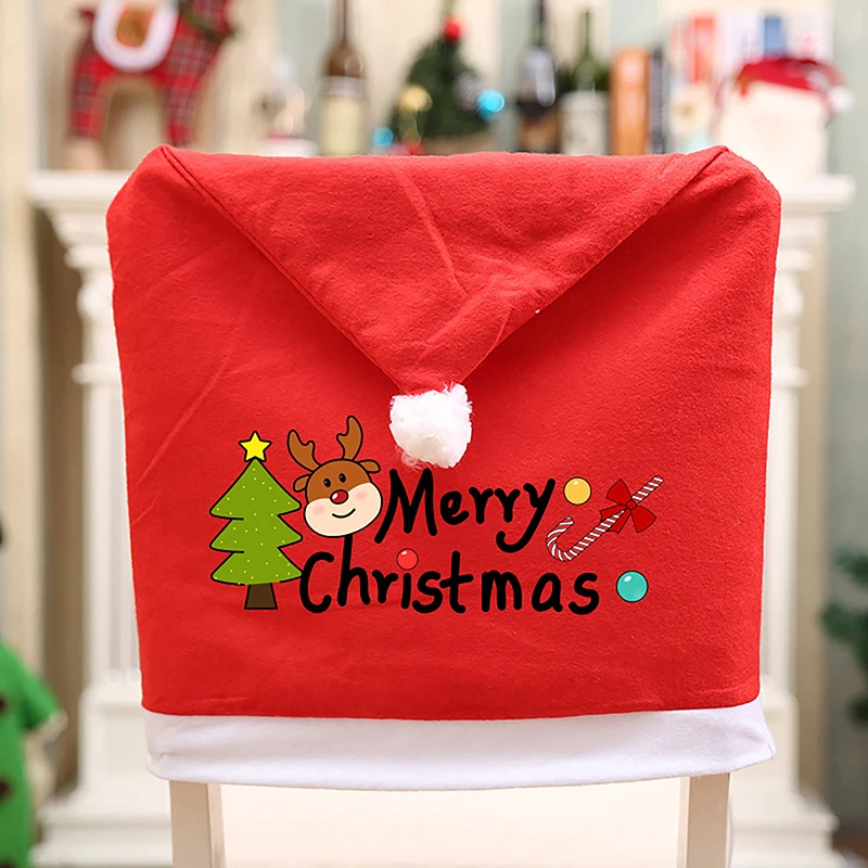 1 Vnt Raudona Kalėdų Senelio Skrybėlė Valgomojo Kėdė Padengti Naujųjų Metų Šaliai Namų Virtuvės Stalo Dekoras