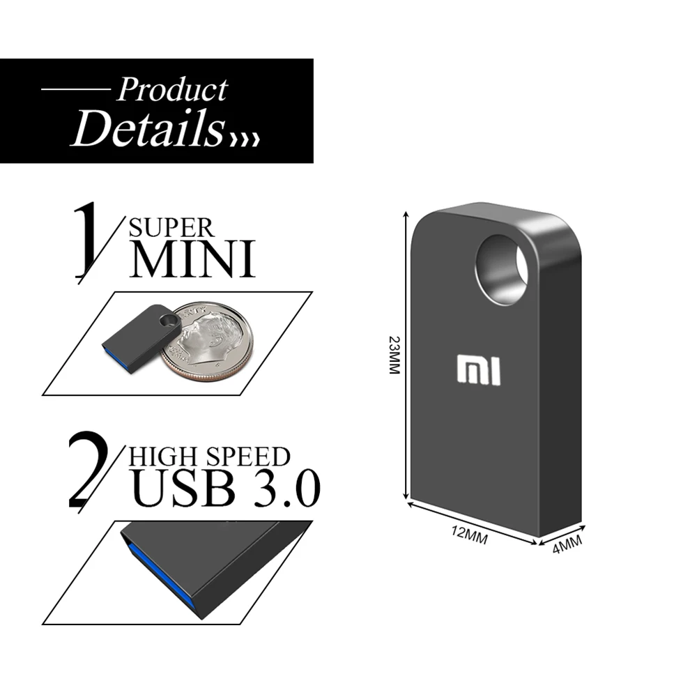 XIAOMI USB 3.0 Flash Drive, High-Speed Pen Ratai Mini 1 TB U Disko Metalo Tipas-C Usb PenDrive 2TB Atminties laikmena, Skirta Duomenų Saugojimui