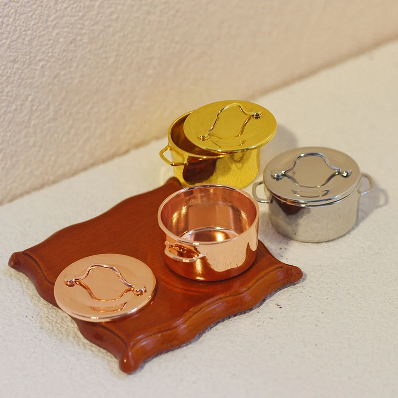 1:12/1:6 Miniatiūriniai Lėlių Metalo Karšto Virimo Puodą Sriubos Puodą, Mini Virtuvė, Virtuvės Modelis 