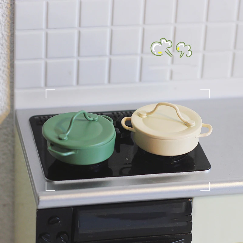 1:12/1:6 Miniatiūriniai Lėlių Metalo Karšto Virimo Puodą Sriubos Puodą, Mini Virtuvė, Virtuvės Modelis 