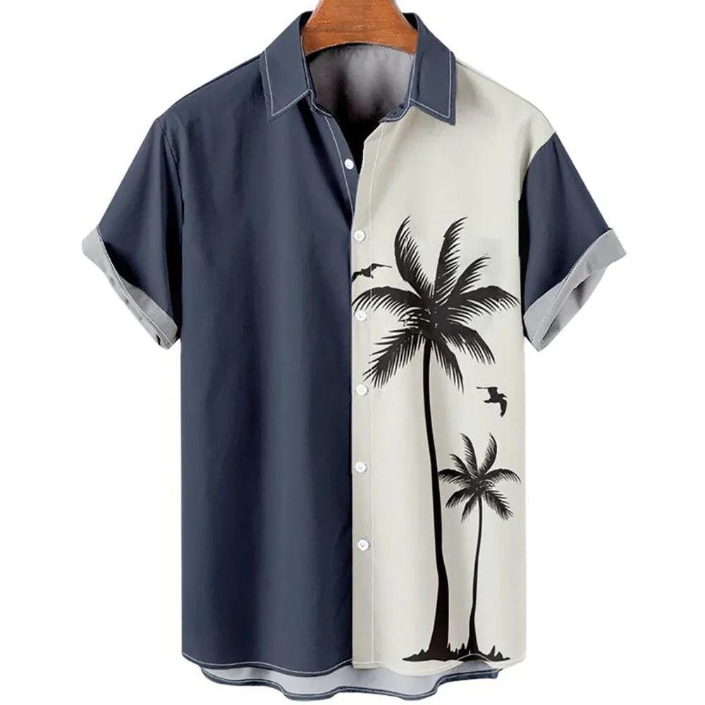 Havajų vyrų 3D kokoso medžio spausdinti trumparankoviai marškinėliai, didelis Harajuku didelis paplūdimys marškinėliai 2023 nauji vyriški drabužiai