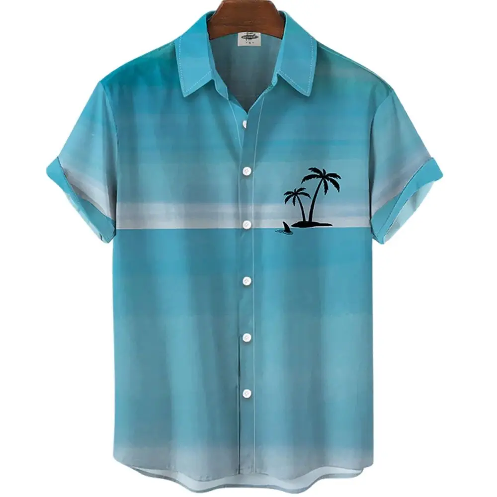 Havajų vyrų 3D kokoso medžio spausdinti trumparankoviai marškinėliai, didelis Harajuku didelis paplūdimys marškinėliai 2023 nauji vyriški drabužiai
