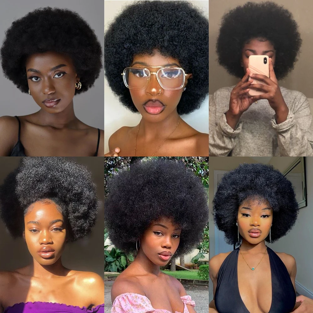 Trumpas Afro Perukas Juoda Moterų Purus Afro Keistą Garbanoti Plaukai Sintetiniai Perukai Su Kirpčiukais Gamtos Ieško Dienos Šalies Cosplay