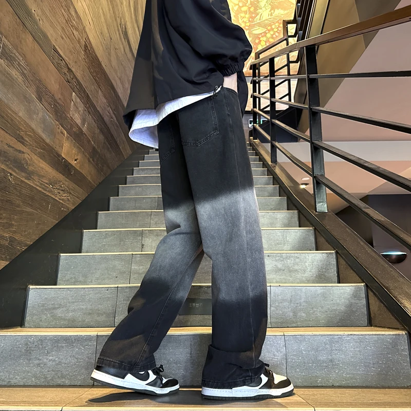 Baggy Jeans Kelnės Vyrai Džinsinio audinio Kelnės Juodos Plačios Kojos Kelnės, vyriški Džinsai Negabaritinių Krovinių korėjos Streetwear Hip-Hop Harajuku A99