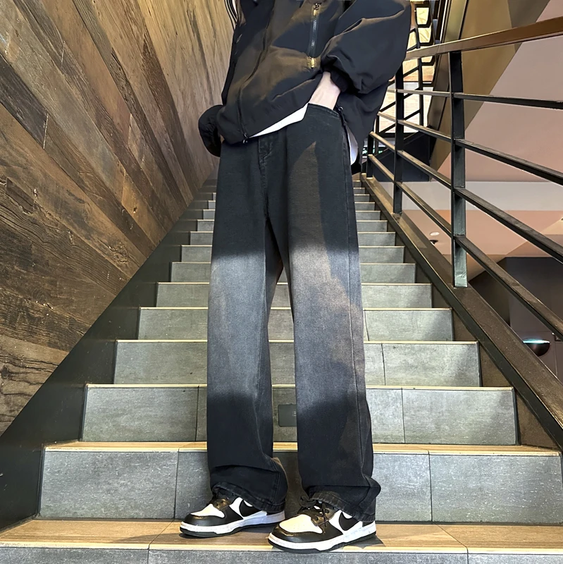 Baggy Jeans Kelnės Vyrai Džinsinio audinio Kelnės Juodos Plačios Kojos Kelnės, vyriški Džinsai Negabaritinių Krovinių korėjos Streetwear Hip-Hop Harajuku A99