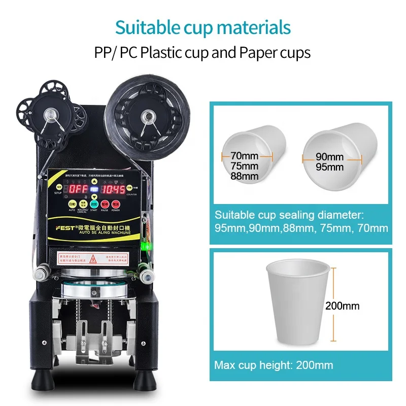 ŠVENTĖ Aukštos Kokybės Bubble Tea Įranga, Plastikinės Taurės Gruntas Mašina Automatinė Taurė Sandarinimo Mašina
