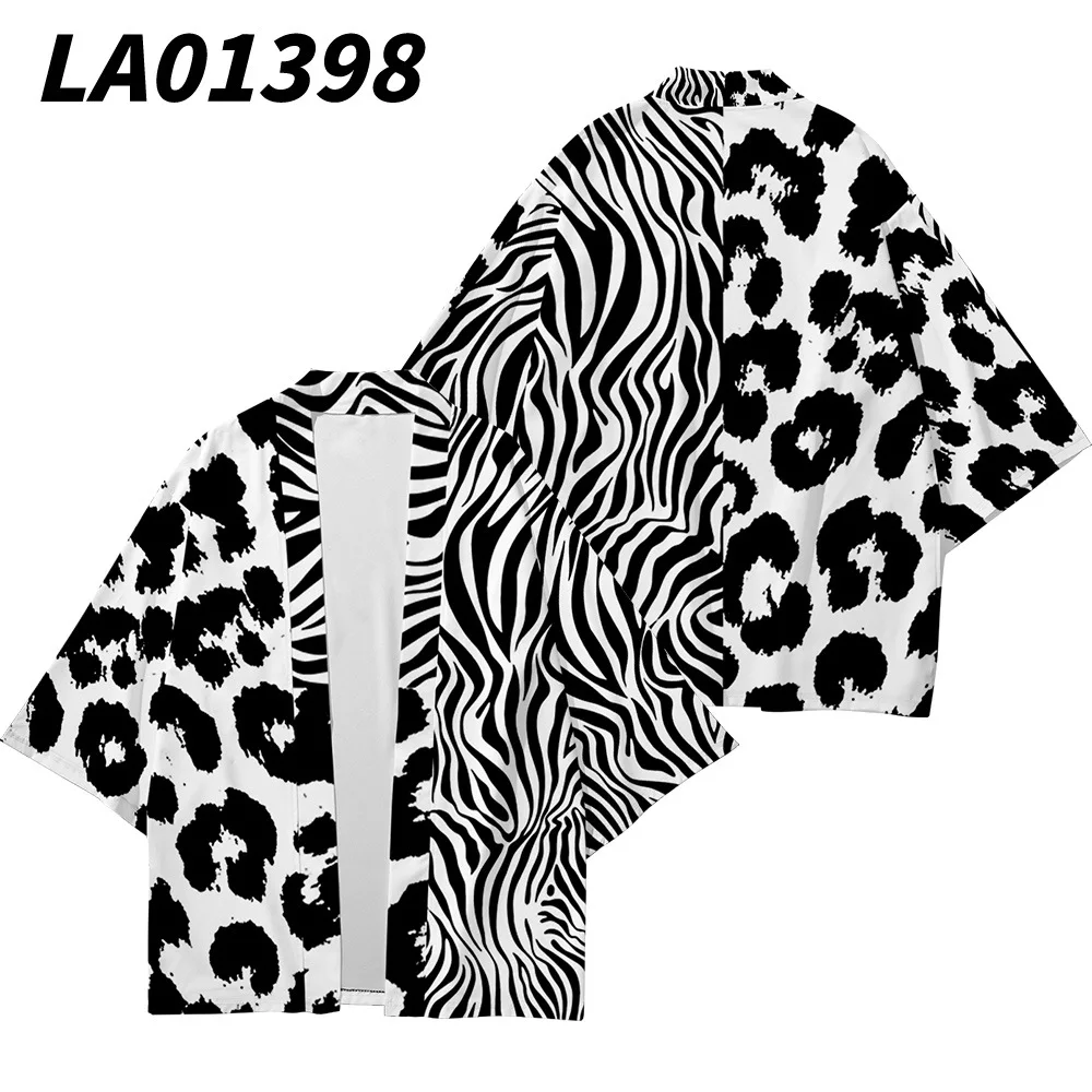 Patobulinti Japonijos Kimono Megztinis Vasaros Prarasti Kinų Stiliaus Leopard Marškinėliai Yukata Haori Retro Vyrai Moterys Azijos Kostiumai