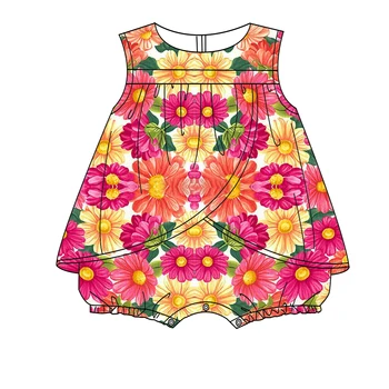 Vasarą naujuoju karšto pardavimo mergaičių drabužius 2 komplektai pieno šilko audinio gražių gėlių modelio berankovis viršus + šortai rinkinys