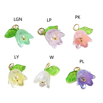10pc Akrilo Gėlių Žavesio Pearl Bell Orchidėjos Pakabukas Stereoskopinis Lapų Papuošalai Priėmimo 