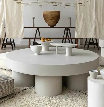 Chinafurniture medžio masyvo wabi-sabi šiuolaikinės minimalistinės kūrybos buko asmenybės kavos staliukas derinys