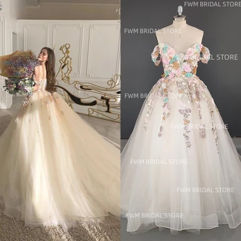 14255# Išskirtinį Appliques Nėrinių 3D Gėlės-line Vestuvių Suknelė Gimtadienio Suknelė Plius Dydis Moterų Prom Vakaro Suknelės