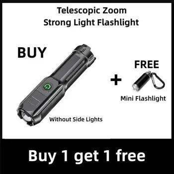 Naujas Stilius Teleskopinis Zoom Stiprios Šviesos Žibintuvėlis USB Įkrovimo Maži Nešiojamieji Dėmesio Long-Range Potvynių ir Lauko Apšvietimo Lempos