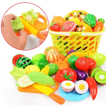 24Pcs/Set Plastiko Vaisių, Daržovių Pjaustymo Žaislas Apsimesti Žaisti Žaidimus Virtuvės Krepšelį Nustatyti Žaisti Maisto Švietimo Žaislai, Vaikams, Vaikas