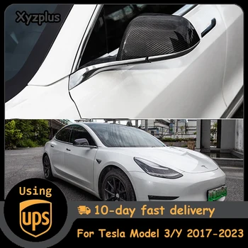 Šoninis Veidrodis Padengti Nekilnojamojo Anglies Pluošto Tesla Naujas Modelis Y 2023 galinio vaizdo Veidrodis Tesla Model 3 Matinis Auto Apsauginės Priedai