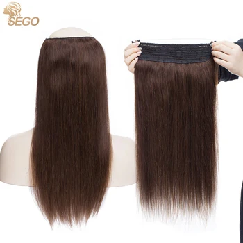 SEGO 90g-120g Tiesios Vielos Plaukų priauginimas Žmogaus Plaukų Dvigubai Žuvų Liniją Nematomas Vielos Hairpiece Natūralių Plaukų Pilna Galva