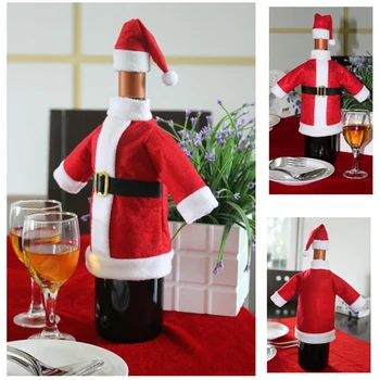 Kalėdų Senelio Kostiumas Vyno Butelis Apima, Atostogų Vyno Butelis Megztinis Dangtelis su Skrybėlę Šalies Kalėdų Vakarienės Stalo Dekoracijos
