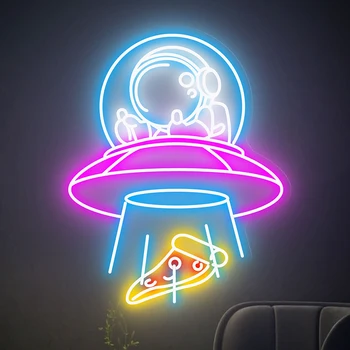 UFO Astronautas Neoninis Ženklas Kūrybos Namuose Miegamojo Sienų Dekoras Neoninis Baro Ženklai Restoranas Šalis Dekoro Užsakymą Neoninės Šviesos Pica Led