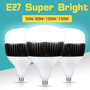 E27 LED Lemputės Itin Šviesus Didelės Galios Lempos 10/20/30/40/50W Šalta Balta 220V, Energijos Taupymo Lempa Kambarys Virtuvė
