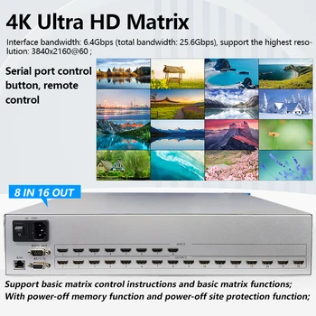 Matricos Jungiklis HDMI 8x16 4K 60Hz HDCP2.2 Profesional Stovo Splitter 8 16 iš su HDMI Garso ir Vaizdo Perjungimas