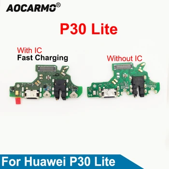 Aocarmo Už Huawei 30 Lite Nova 4e USB Įkrovimo lizdas Jungties Kištuką Mic Doko Mikrofonas Su Ausinių Lizdo Remontas Dalis