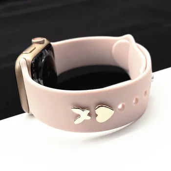 Silikono Pakabukai Žiūrėti Juostos Apdailos Apple Watch Band Žiedo Ornamento Reikmenys Moterų Iwatch Ponios Laikrodžiai WatchBand