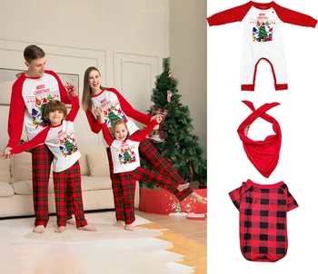 2024 m. Kalėdų kostiumas šeimos atitikimo kostiumas šeimos pižama mados spausdinti Kalėdų kostiumas šeimos, tėvų-vaikų kostiumas