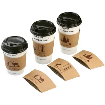 Individualų productCustom logotipo spausdinimo atsparus karščiui vienkartines pakavimo kavos popieriaus taurės rankovėmis