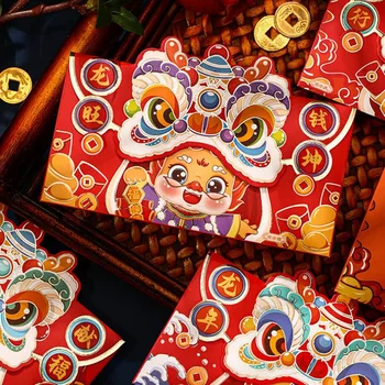 2024 m. Pavasario Festivalis Nacionalinės Banga Raudoną Voką Lion Dance Raudoną Voką Naujųjų Metų Raudonos spalvos Krepšys Kinijos Raudoną Voką, Voko Raudona