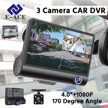 E-ACE B28 automobilių dvr 3 Fotoaparatų Objektyvas Brūkšnys Cam 4.0 Colių Jutiklinį Ekraną Automobilių Dvr Vaizdo įrašymas Full 1080P brūkšnys cam automobiliams