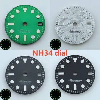 NH34 dial 29mm S dial GMT keturias rankas žalios šviesos laikrodžio ciferblatą už NH34 Judėjimo žiūrėti reikmenų taisymo įrankis