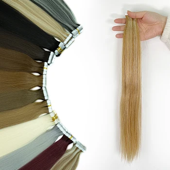 Juosta 100% Real Remy Human Hair Brazilijos Žmogaus Plaukai Tiesūs Plėtiniai Odos Ataudų Klijais priklijuoti Ant Salonas Kokybės Moteris