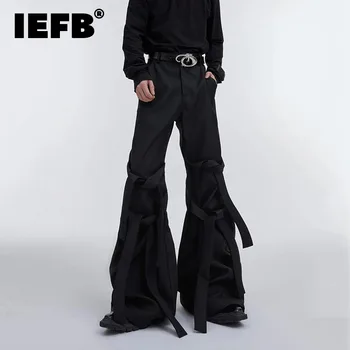 IEFB Tendencija Vyrų Kostiumas, Kelnes, Klostuotas Dirželis Nišą Dizaino Mados Micro Užsiliepsnojo Kelnės Asmenybės Streetwear Rudenį Naujų 9C3069