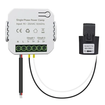 1Set Tuya Smart Zigbee Energijos Skaitiklis 80A Su Srovės Transformatoriaus Apkabos Kwh Elektros Stebėti 90 - 250V(1CT) Balta